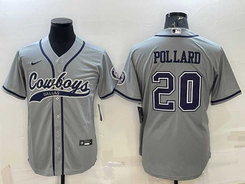 Men's Dallas Cowboys #20 Tony Pollard Grey With Patch Cool Base Stitched Baseball Jersey,We sell and wholesale Men's Dallas Cowboys #20 Tony Pollard Grey With Patch Cool Base Stitched Baseball Jersey on line form chian!